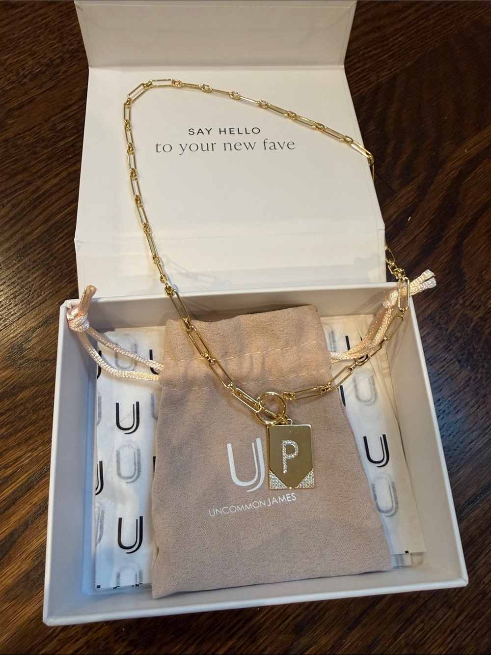 Uncommon James Gold “P” initial necklace